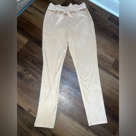 Versona Pants - Versona Faux Suede High Waisted Tan Pants